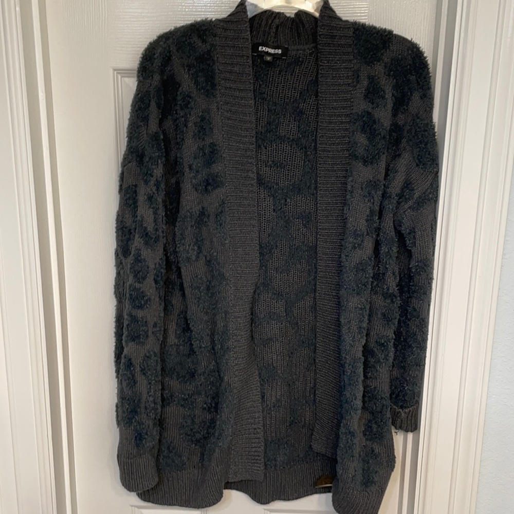Express navy blue cardigan (Cheetah print)